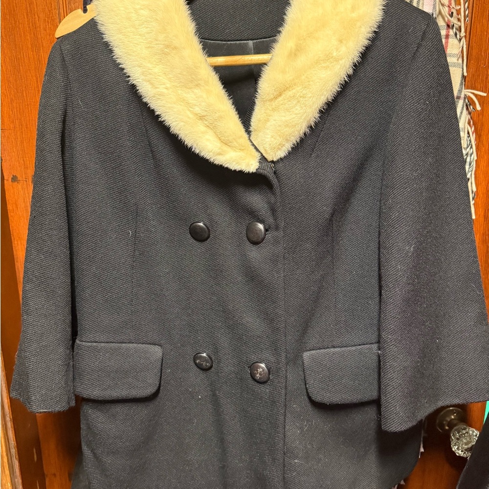 Mink fur collar vintage jacket